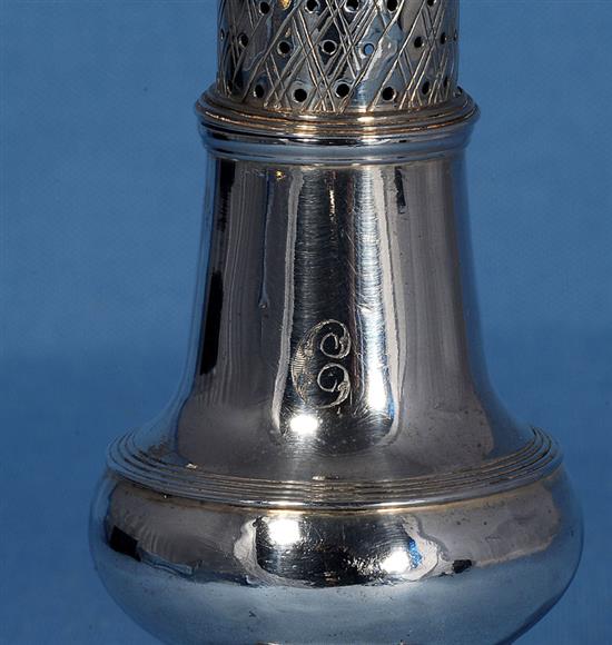 A George III sterling silver caster, Height 6 ½/164mm Weight: 3.3oz/93grms